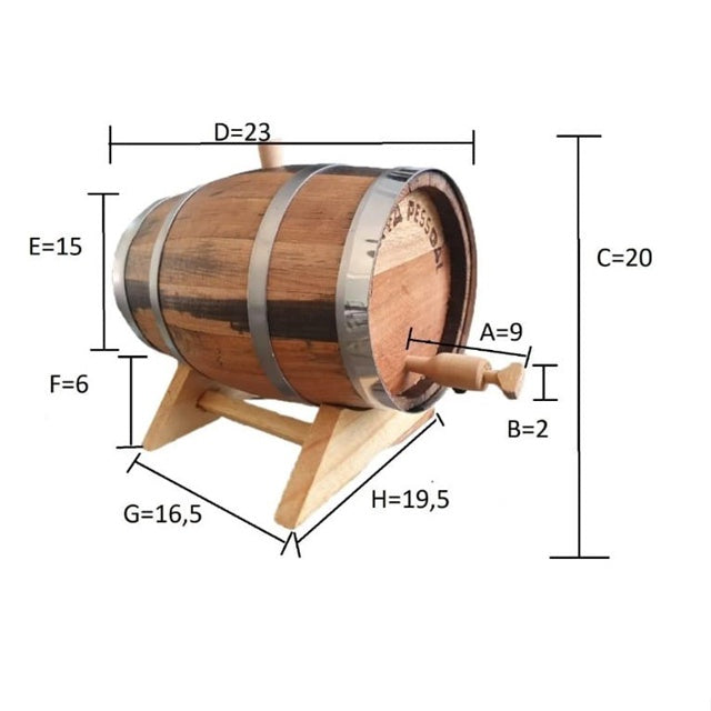 BARRIL/COROTE/TONEL AMBURANA 3 LITROS CACHAÇA/PINGA/WHISKY/VINHO/GIM.