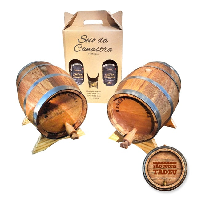 Kit 2 Barril Carvalho Nacional 3 litros 2 garrafas Cachaça Seio da Canastra