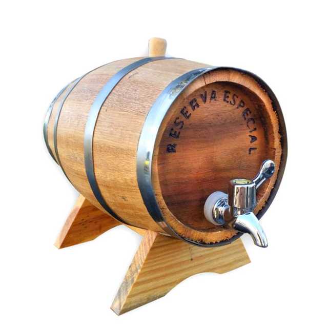 Barril Tonel Corote Carvalho Nacional 3 litros Cachaça Pinga Whisky Vinho Gim Torneira de Luxo