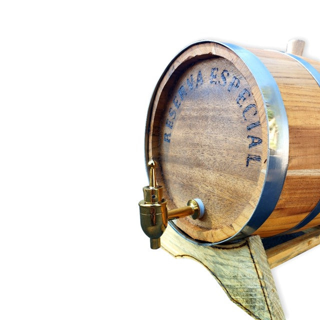 Barril Corote de Amburana 5 Litros Torneira Metal Amarelo Cachaça Pinga Whisky